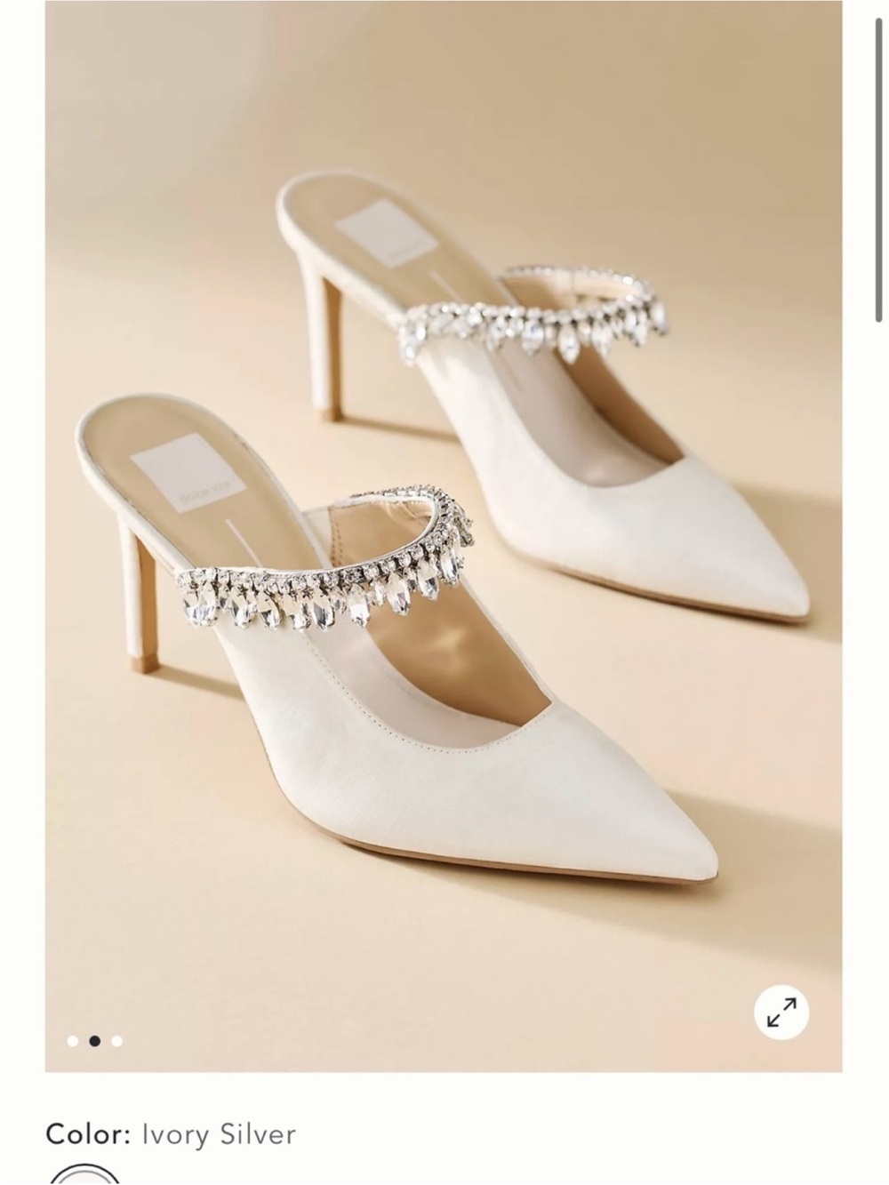 Dolce Vita Ivory Satin Crystal-Ankle Dress Heels